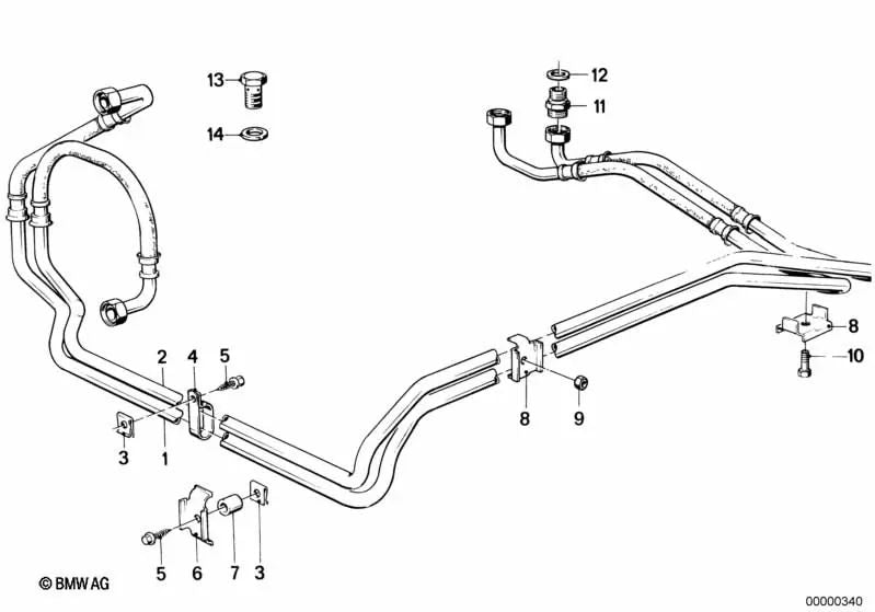 Conducto del enfriador de aceite para BMW Serie 7 E23 (OEM 17221177680). Original BMW