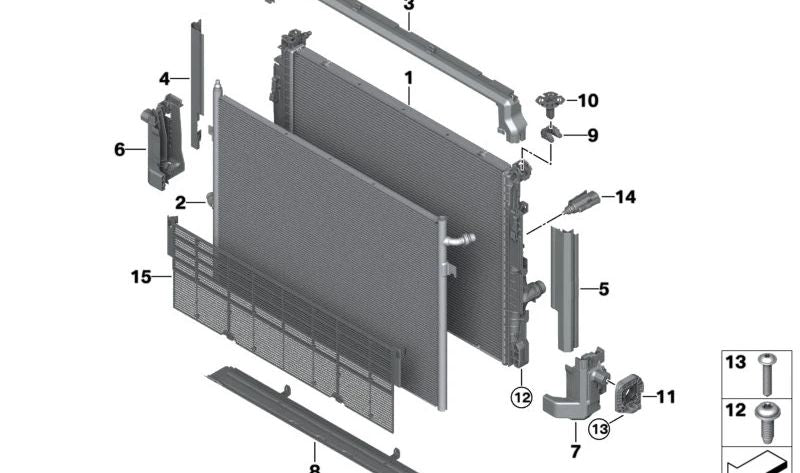 Modul soporte izquierdo OEM 17115B31E53 para BMW U11, U12, U10, U25. Original BMW.