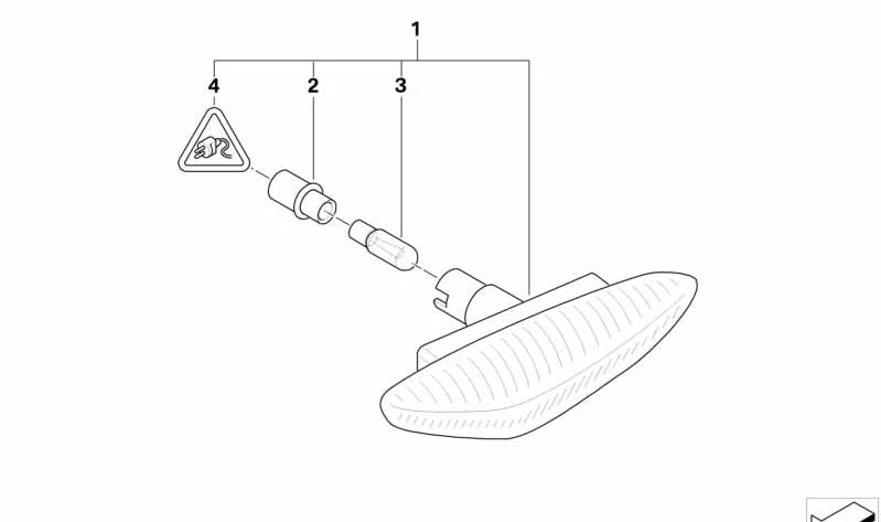 Piloto de intermitencia adicional blanco izquierdo para BMW Serie 5 E60, E61 (OEM 63137165741). Original BMW