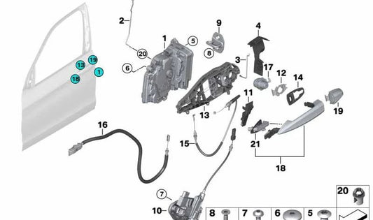 Asta di controllo della porta anteriore destra per BMW F15, F85 (OEM 51217293616). BMW originale