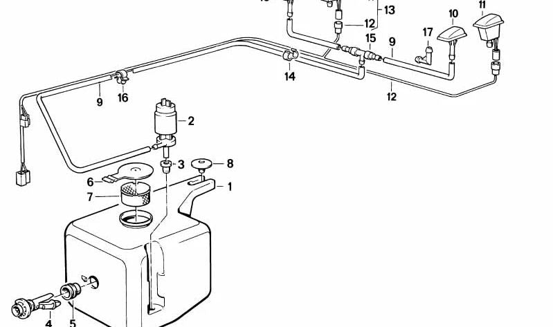 Boquilla de limpiaparabrisas OEM 61661369870 para BMW E30, E28, E24. Original BMW.