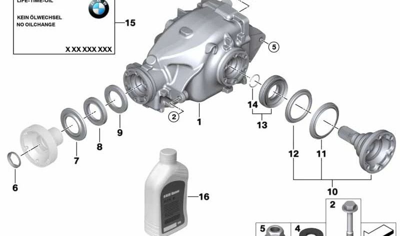 Espaciador diferencial trasero OEM 33176779816 para BMW E83, E85, E86. Original BMW.