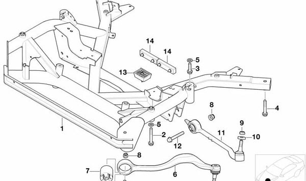 Soporte delantero del eje para BMW E52 (OEM 31101097139). Original BMW