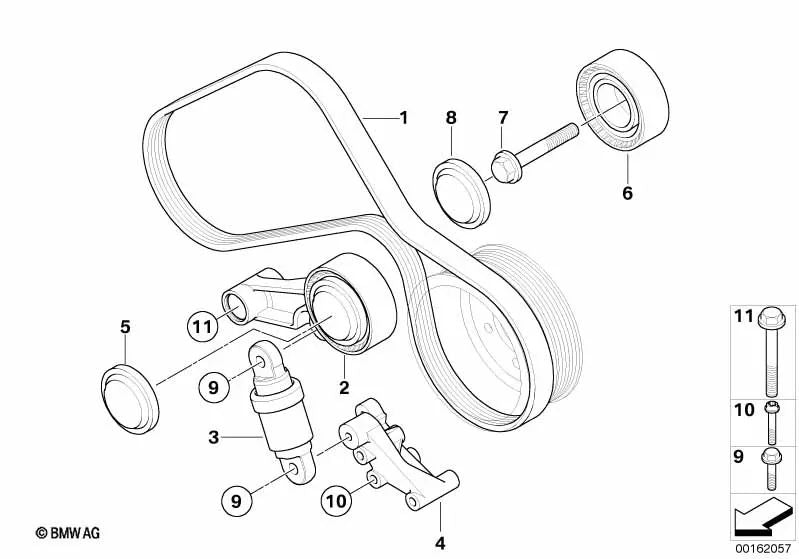 Tensor de correa para BMW E90, E92, E93 (OEM 11287841546). Original BMW