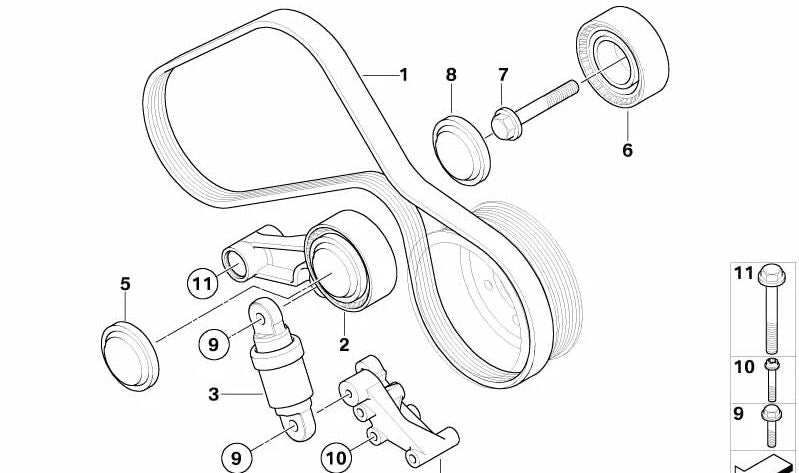 Correa Poly V para BMW Serie 3 E90, E92, E93 (OEM 11287838200). Original BMW