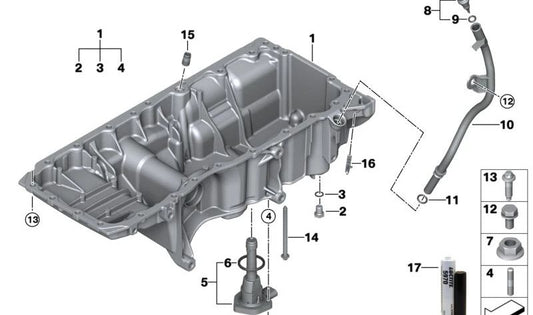 Ölmessstab für BMW 3er G20, G21, 4er G22, G23, G26, 5er G30N, G31N, 6er G32N, 7er G11N, G12N, 8er G14, G15, G16, X3 G01, X4 G02, X5 G05 , X6 G06, X7 G07 (OEM 11438490292). Original BMW