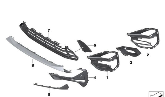 Tapa de la rejilla central izquierda para BMW F48N, F49N (OEM 51117954237). Original BMW