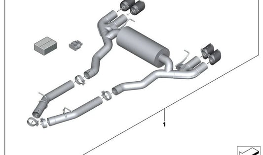 Exhaust system for BMW 8 Series F93 (OEM 18302472147). Original BMW