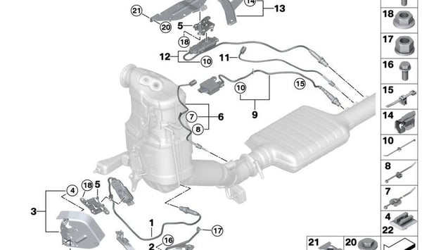 Sensor NOx para BMW Serie 1 F70, Serie 2 U06, X1 U11, X2 U10, MINI U25 (OEM 13627822478). Original BMW.