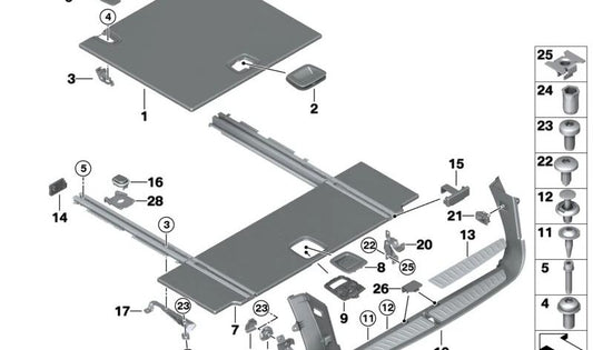 Right locking bracket for BMW 5 Series G31, G31N (OEM 51477488896). Original BMW