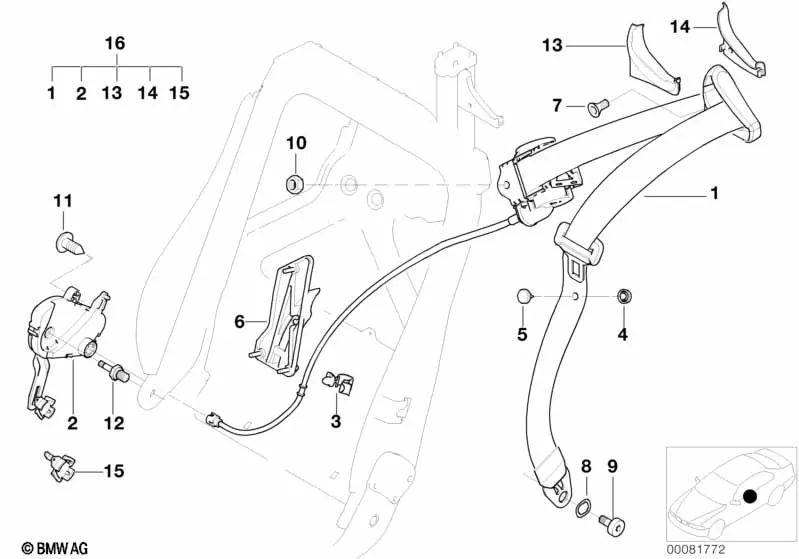 Right gearbox for BMW E46 (OEM 52109113982). Original BMW.