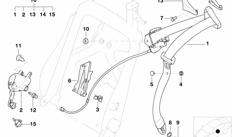 Clip para BMW Serie 3 E46, E93, Serie 6 E64 (OEM 52107008593). Original BMW