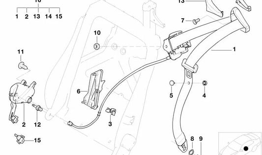 Clip para BMW Serie 3 E46, E93, Serie 6 E64 (OEM 52107008593). Original BMW