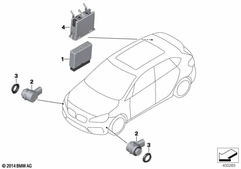 Wolkenkratzergrauer Ultraschallsensor für BMW X2 F39 (OEM 66209824546). Original BMW