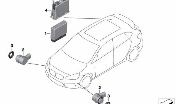 Sensor ultrasónico Sunset Orange para BMW Serie 2 F45, F46, X1 F48, F49, X2 F39 (OEM 66206848570). Original BMW.