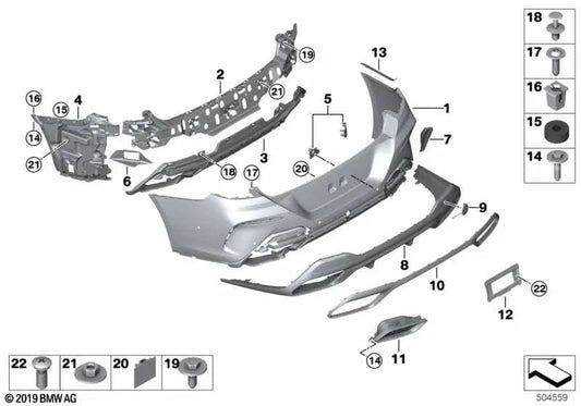 Blenda tubo de escape derecho para BMW G14, G15, G16 (OEM 51128075256). Original BMW.