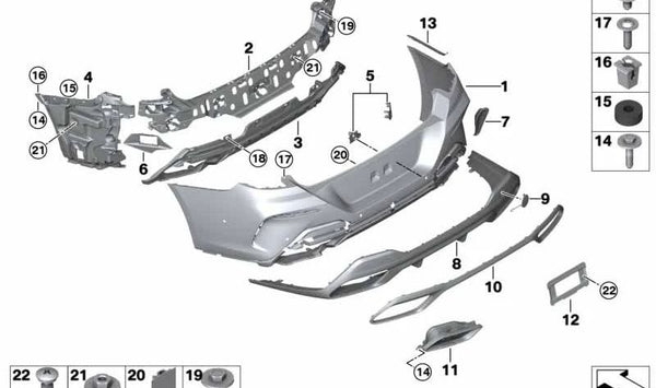 Embellecedor de salida de escape izquierdo OEM 51128078545 para BMW Serie 8 (G14, G15, G16). Original BMW