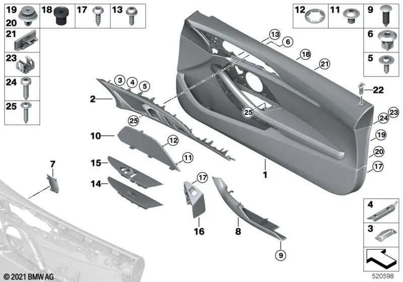 Rejilla del altavoz izquierda para BMW Serie 8 G15, G16 (OEM 51417498415). Original BMW