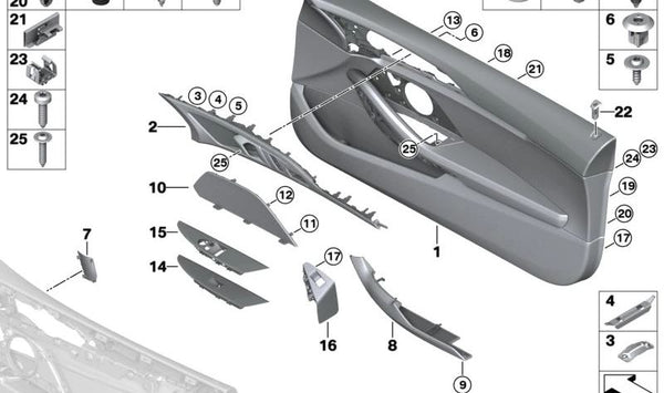 Rejilla del altavoz izquierdo OEM 65139871947 para BMW F91, F92, F93, G14, G15, G16. Original BMW