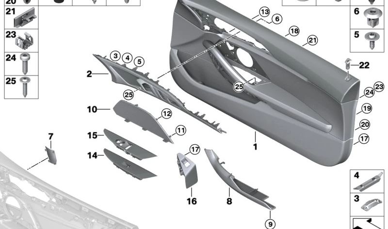 Rejilla del altavoz izquierdo OEM 51417498417 para BMW G14, G15, G16. Original BMW.