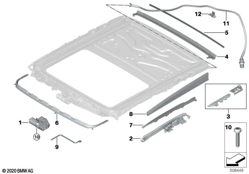 Junta canalón para BMW F10, F18, F90, G30, G38, F01, F02, F04, G11, G12, F16, F86 (OEM 54107209197). Original BMW.