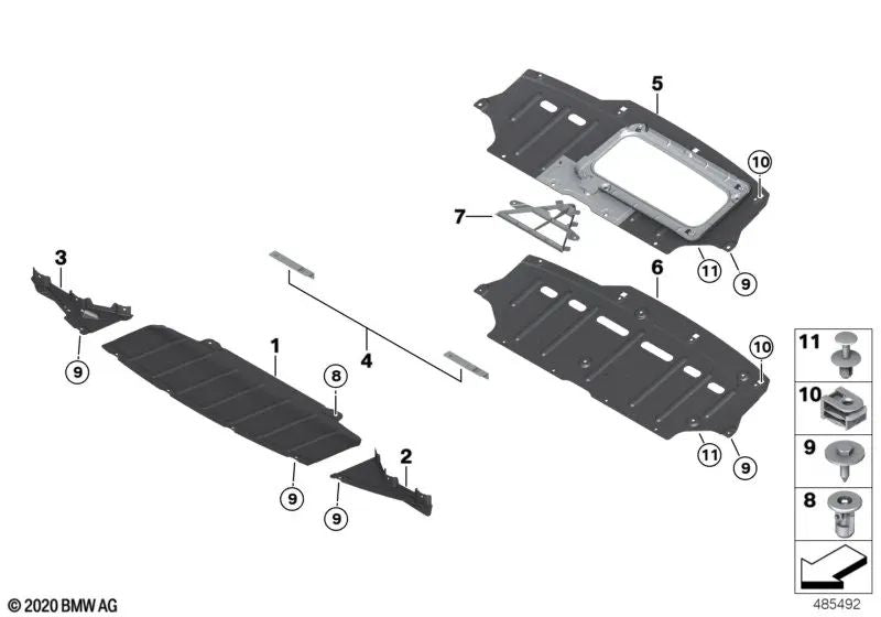 Cubierta del compartimento del motor para BMW i I01, I01N (OEM 51757380944). Original BMW.