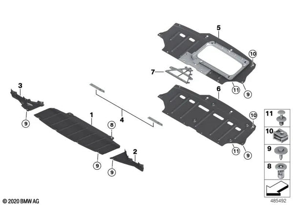 Cubierta del compartimento del motor para BMW i I01, I01N (OEM 51757380944). Original BMW.