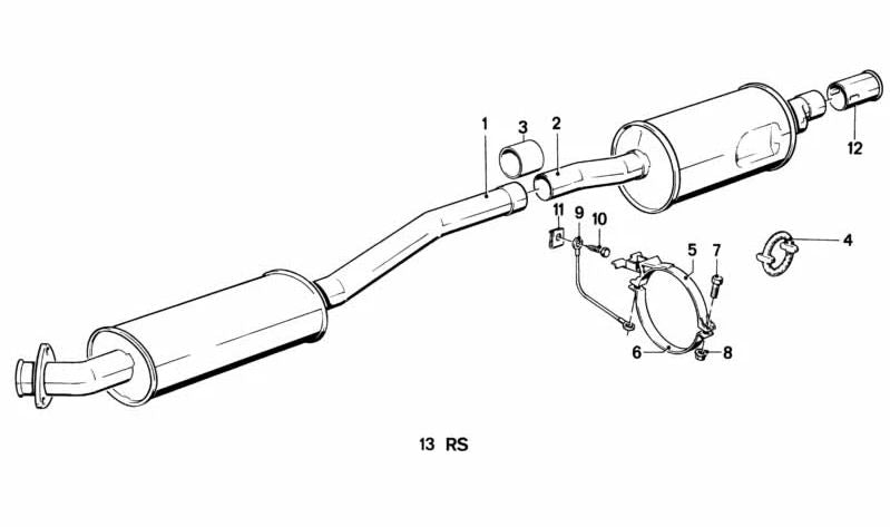 Front silencer for BMW 5 Series E28 (OEM 18121175837). Original BMW