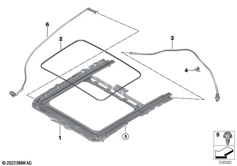 Junta tapa de cristal para BMW G42, G87, G20, G20N, G80, G26 (OEM 54108737877). Original BMW