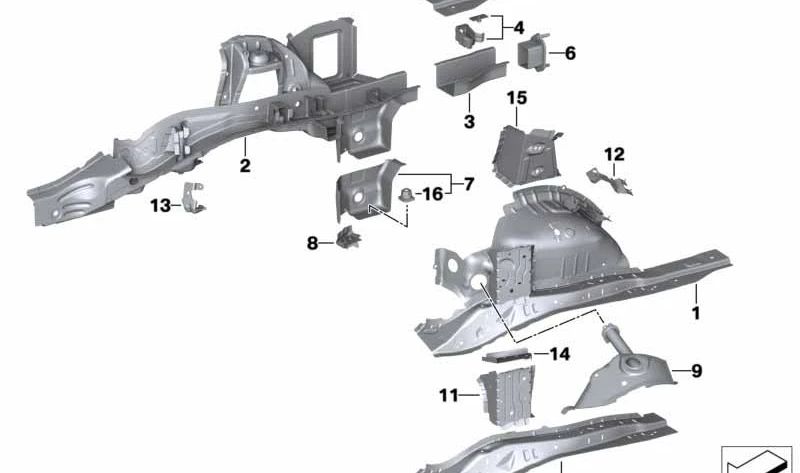 Chapa de separación travesaño posterior derecho para BMW Z4 G29 (OEM 41009466312). Original BMW