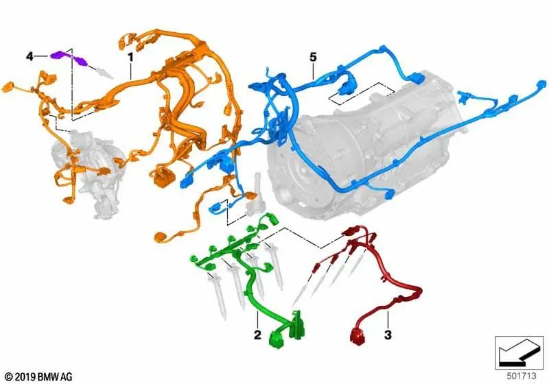 Kabelbaum des Motorleistungsmoduls für BMW G05 X5 (OEM 12518581511). Original BMW