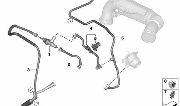 Bomba de succión con tubería OEM 13907640051 para BMW F52, F45, F48, F49, F39 y MINI F54, F60. Original BMW/MINI.