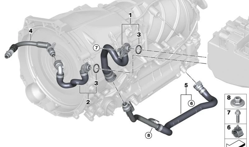 Tubería de refrigerante para BMW Serie 5 G60, G61, Serie 7 G70 (OEM 17128645835). Original BMW