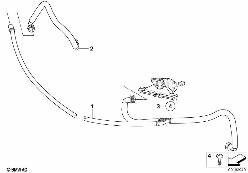 Tubería izquierda para BMW Serie 5 E60, E60N, E61N (OEM 61667179444). Original BMW