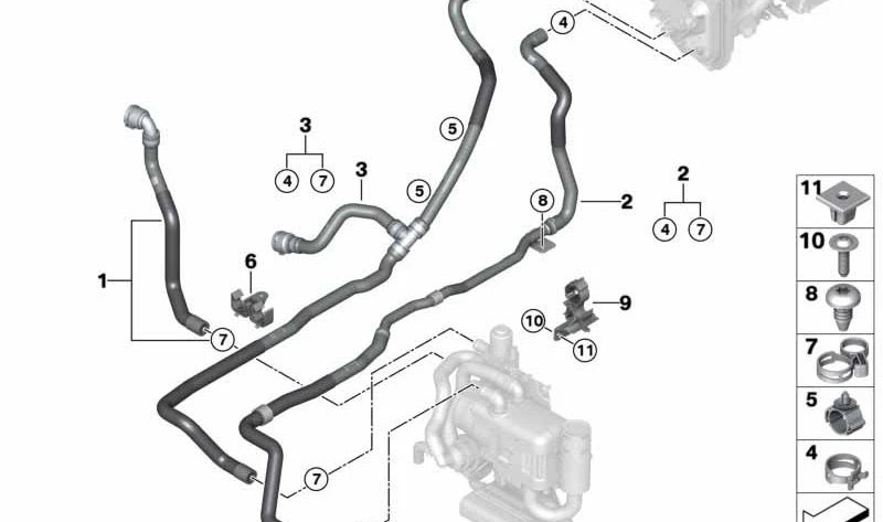 Manguera de Refrigerante de Avance 1 para BMW X5 G05, G06, X6 G06, G07, X7 (OEM 64216992937). Original BMW