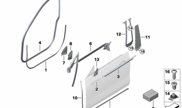 Sellado puerta delantera izquierda para BMW G32, G32N (OEM 51727475703). Original BMW.