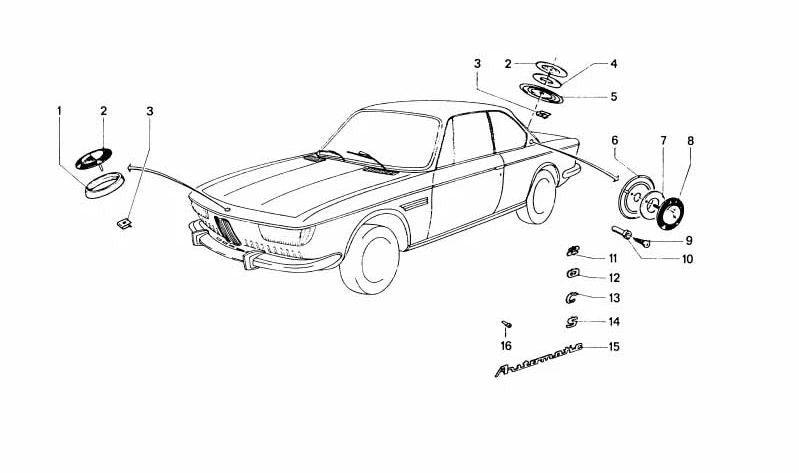 Emblema original BMW OEM 51141828851 para BMW (Modelos compatibles: E30, E34, E36, E32, E31). Repuesto original BMW.