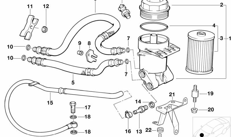 Return Pressure Pipe for BMW E39 (OEM 11421440182). Original BMW