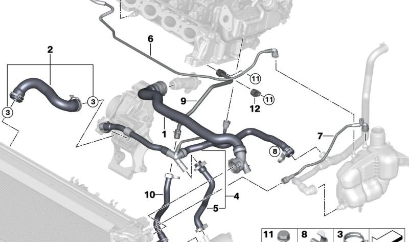 Fahrheizung-Ausgleichsbehälter-Pumpe für BMW 2er F45, F46, X1 F48, X2 F39, MINI F54, F55, F56, F57, F60 (OEM 17128475730). Original BMW