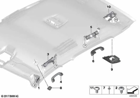 Haltegriffhalterung hinten rechts für BMW F39 (OEM 51167426410). Original BMW