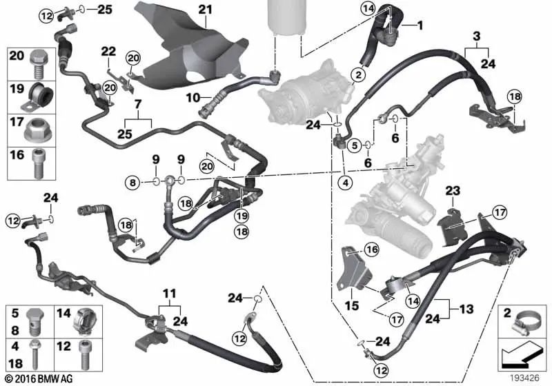 Manguera de expansión Adaptive Drive 1.ª parte para BMW X6 E71 (OEM 32416788259). Original BMW.