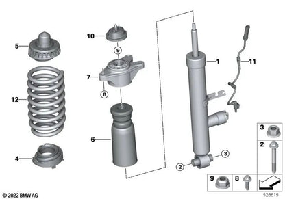 Amortiguador adicional trasero para BMW Serie 1 F20, F21 Serie 2 F22, G42 Serie 3 F31, G20N Serie 4 F32, G22 Z4 G29 (OEM 33536858240). Original BMW