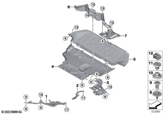 Revestimiento inferior lateral derecho para BMW Serie 2 U06, X1 U11 (OEM 51759465838). Original BMW.