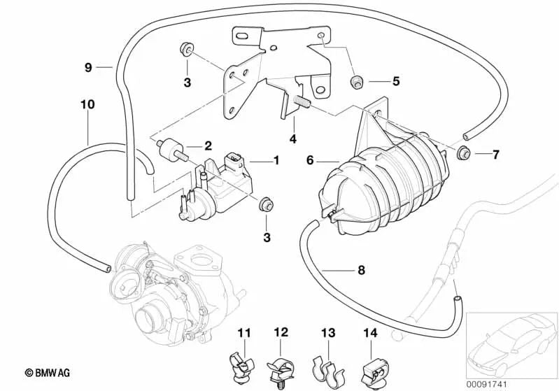 Gomilla para BMW Serie 3 E46, Serie 5 E39, Serie 7 E38, E65, X3 E83, E83N, X5 E53 (OEM 11652247721). Original BMW.