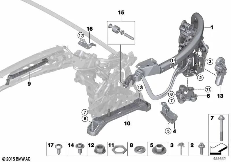 Consola Cojinete Principal Izquierdo para BMW F33, F83 (OEM 54377290345). Original BMW