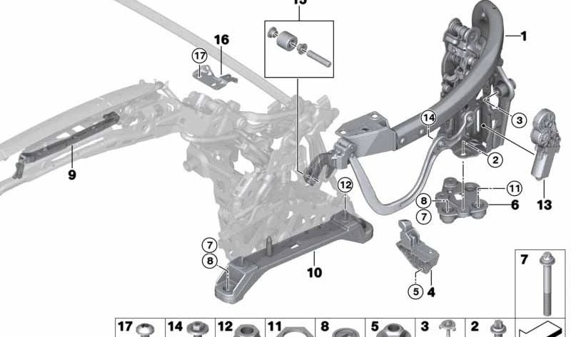 Mecanismo de telhado conversível OEM 54375A19AB2 para BMW F33 e F83. BMW original.