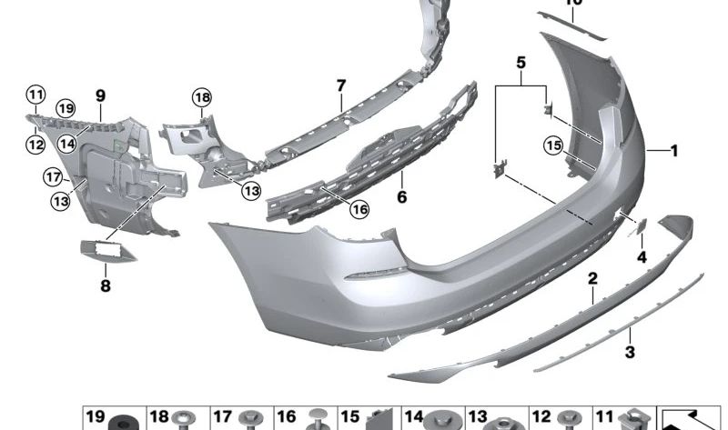 Revestimiento parachoques trasero inferior para BMW G32, G32N (OEM 51127389994). Original BMW.