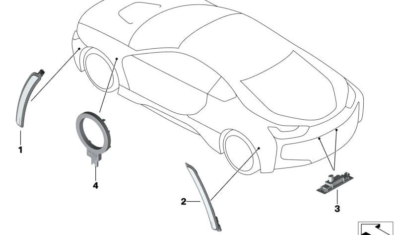 Luz de marca lateral delantera izquierda para BMW I12, I15 (OEM 63147310775). Original BMW