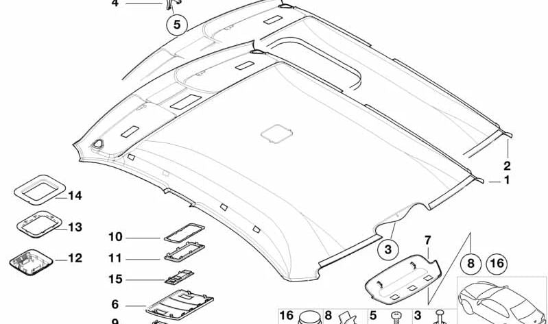 Soporte superior para BMW Serie 3 E36, E46 (OEM 51448209820). Original BMW