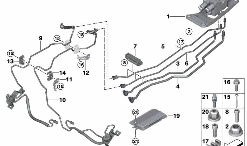 Tubo hidráulico OEM 37136783680 para BMW E70, F15, F85, E71, F16, F86. Original BMW.